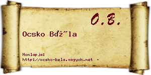 Ocsko Béla névjegykártya